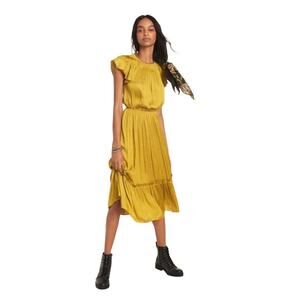 Anthropologie Current Air Dodie Flutter Sleeved  Dress Gold/Mustard Size SP NWT